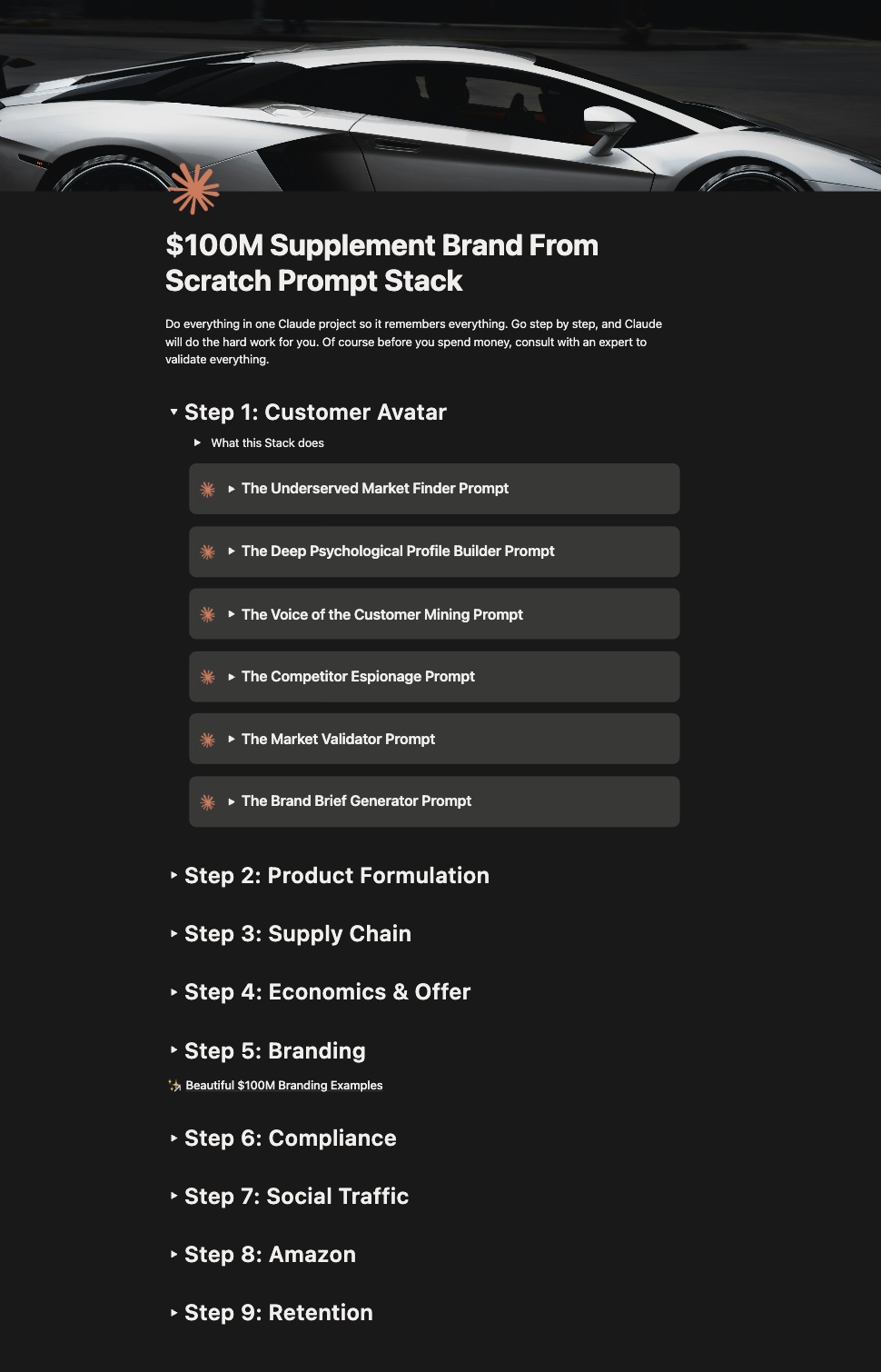 The $100M Supplement Brand From Scratch Prompt Stack
